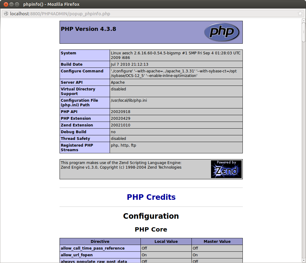 Anzeige der PHP-Umgebungsvariablen