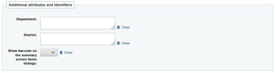 'Additional attributes' section of the patron form