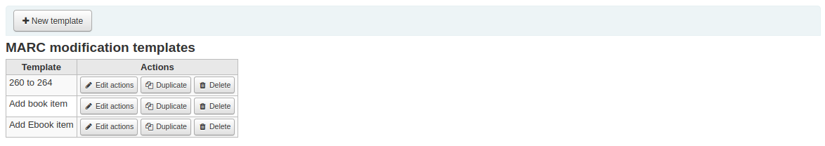 List of currently available MARC modification templates