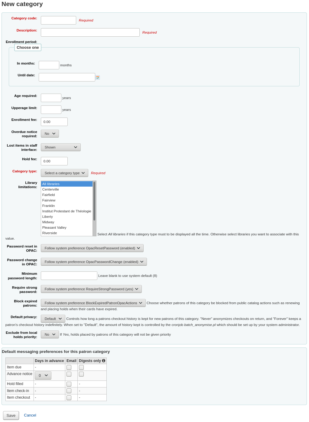 New patron category form