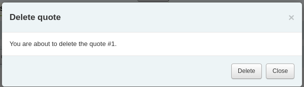 Quote deletion confirmation modal