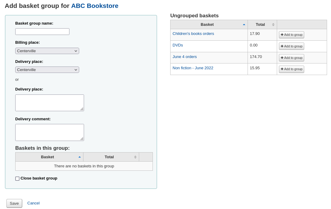 New basket group form