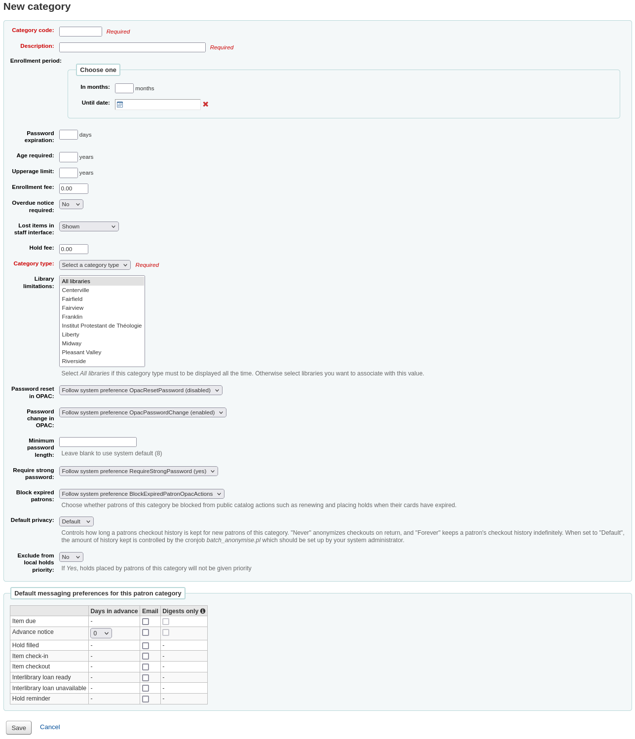 New patron category form